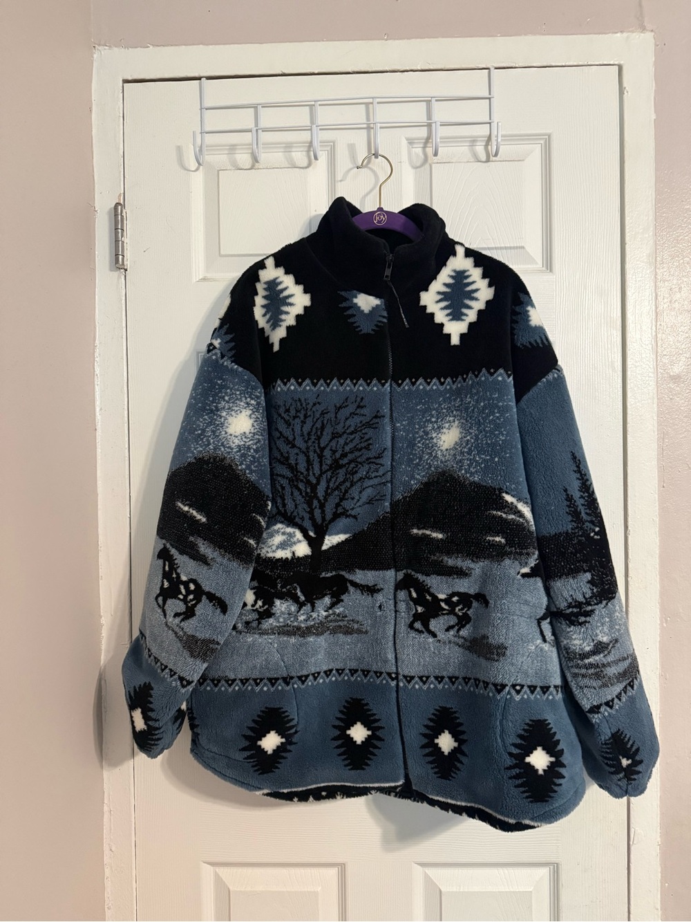 Vintage Denali Black Fleece Jacket with Blue Logo Accent